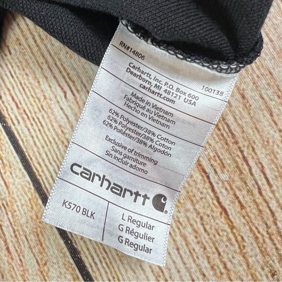Mens Carhartt Polo Work Shirt Black Loose Fit Short Sleeve Logo Size Large - Picture 4 of 5